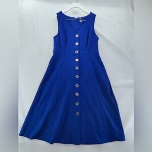 EUC Tommy Hilfiger Royal Blue Button Front Dress Fit & Flare Sleeveless size 10